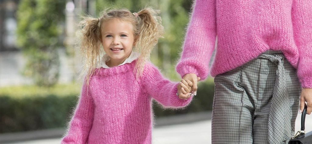rosa genser, strikking, genser til barn